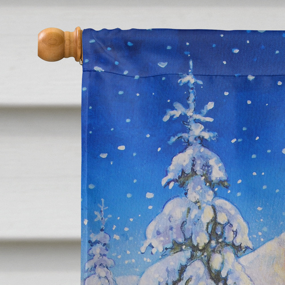 Christmas Gnome riding Reindeer House Flag 28x40 Porch Sleeve Pole Decorative Outside Yard Banner Artwork Wall Hanging, Polyester