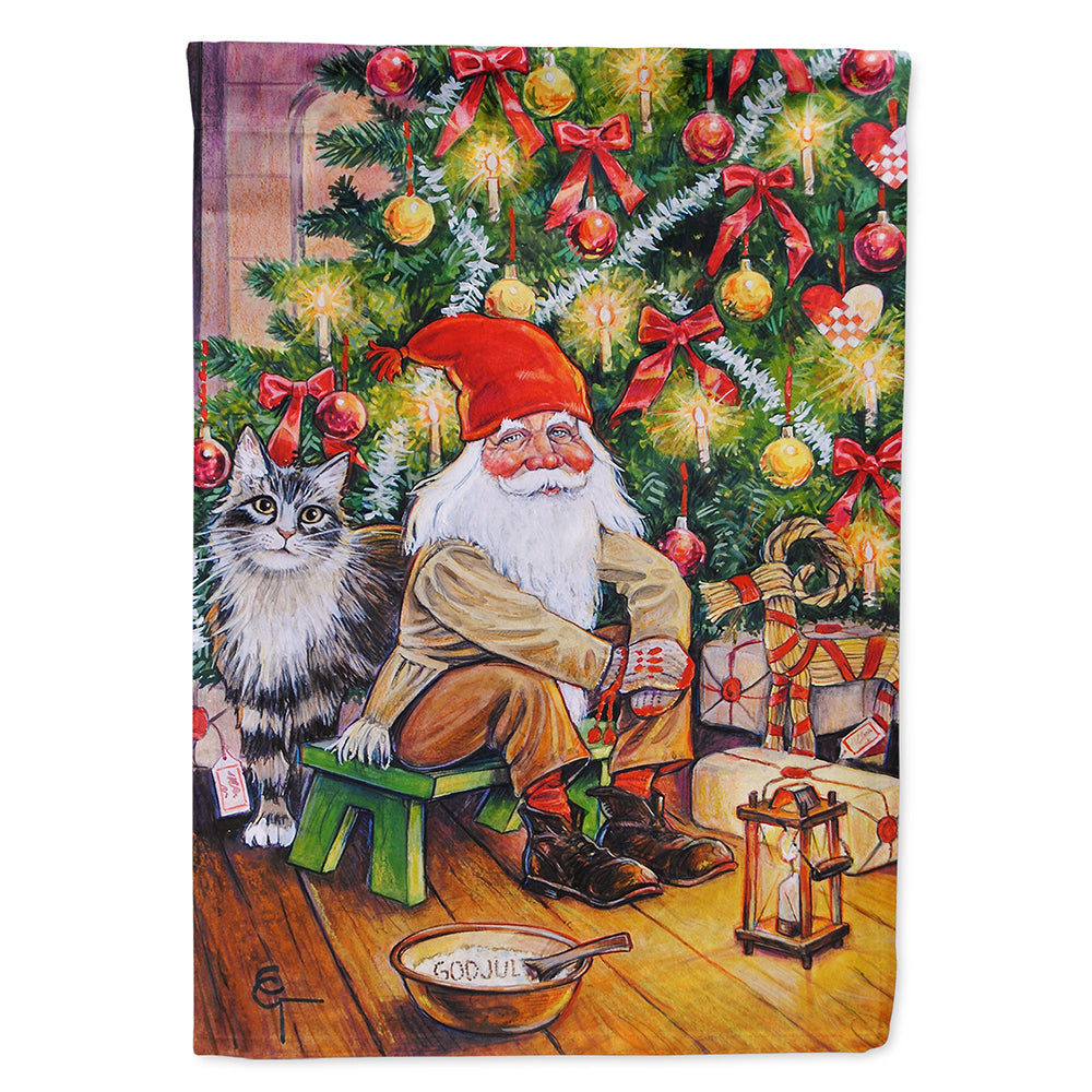 Christmas Gnome by the Tree House Flag 28x40 Porch Sleeve Pole Decorative Outside Yard Banner Artwork Wall Hanging, Polyester