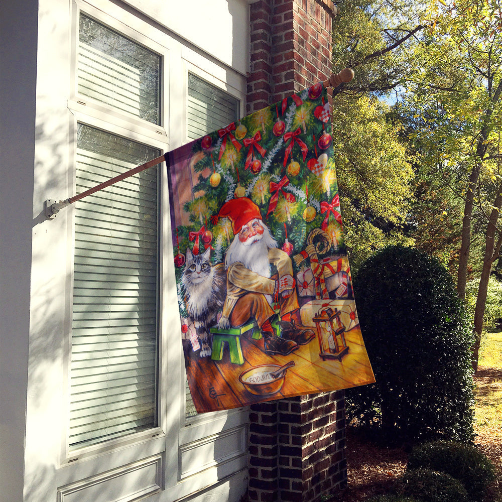 Christmas Gnome by the Tree House Flag 28x40 Porch Sleeve Pole Decorative Outside Yard Banner Artwork Wall Hanging, Polyester