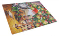 Christmas Gnome by the Tree Cutting Board Tempered Glass Kitchen Cutting Surface, Heat Resistant Chopping, Non-Slip Feet, Food Prep & Serving