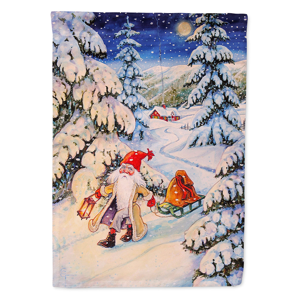 Christmas Gnome pulling a sled House Flag 28x40 Porch Sleeve Pole Decorative Outside Yard Banner Artwork Wall Hanging, Polyester