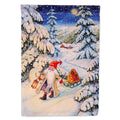 Christmas Gnome pulling a sled House Flag 28x40 Porch Sleeve Pole Decorative Outside Yard Banner Artwork Wall Hanging, Polyester