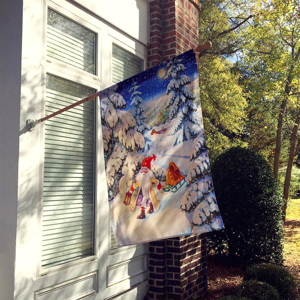 Christmas Gnome pulling a sled House Flag 28x40 Porch Sleeve Pole Decorative Outside Yard Banner Artwork Wall Hanging, Polyester