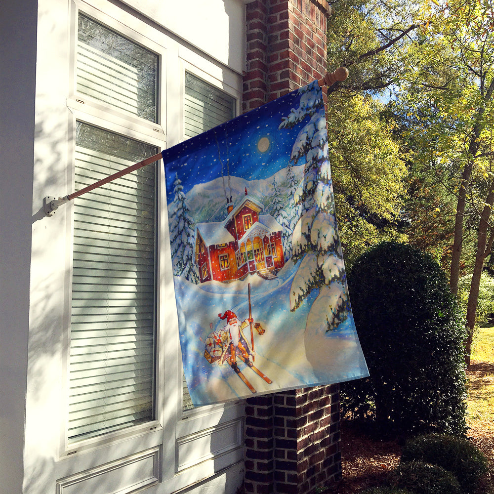Christmas Gnome Headed out House Flag 28x40 Porch Sleeve Pole Decorative Outside Yard Banner Artwork Wall Hanging, Polyester