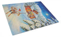 Christmas Gnome Headed out Cutting Board Tempered Glass Kitchen Cutting Surface, Heat Resistant Chopping, Non-Slip Feet, Food Prep & Serving