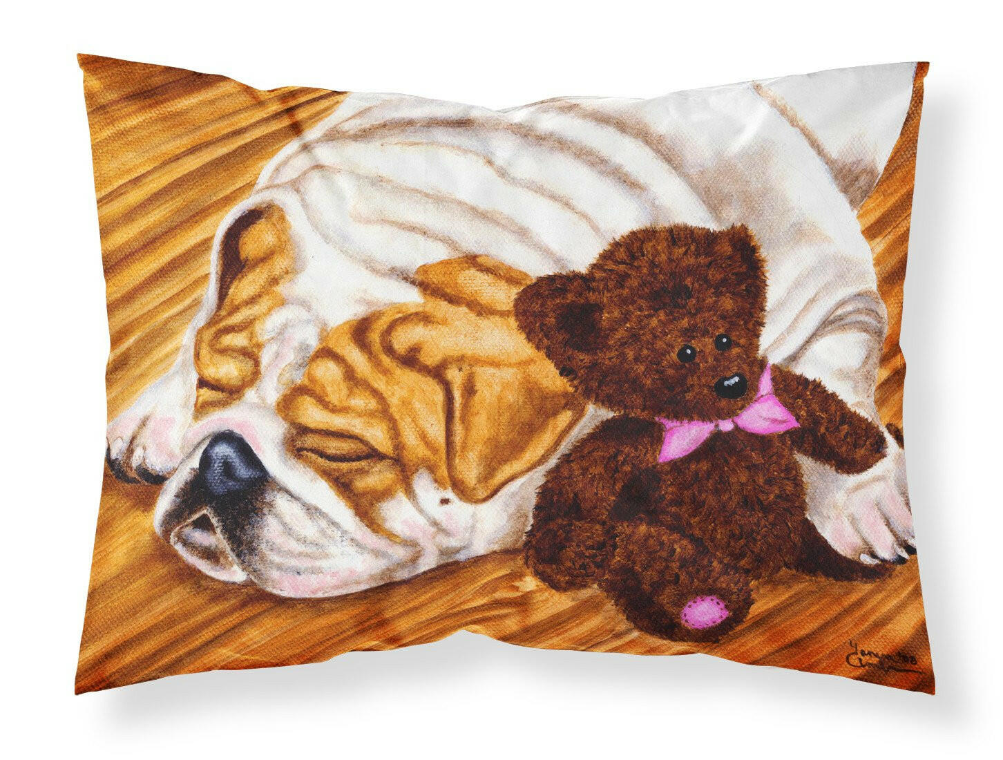 English Bulldog and Teddy Bear Standard Pillowcase Lightweight Super Soft Easy Care Decorative Artwork Pillowcase, Standard
