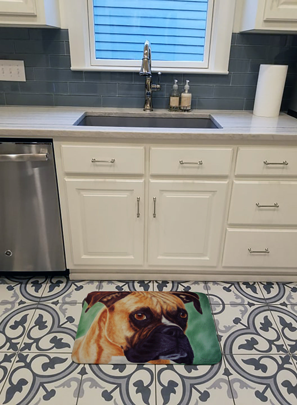 Boxer by Tanya and Craig Amberson Memory Foam Kitchen Mat Machine Washable Anti-Fatigue Cushion Comfort Bath or Kitchen Rug