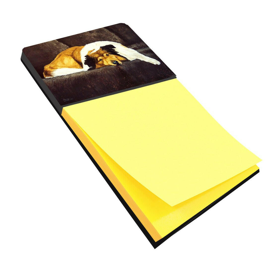 Collie by Tanya and Craig Amberson Watercolor Sticky Note Holder Refillable Dispenser Desk Accessory 3x3 Pad Gift