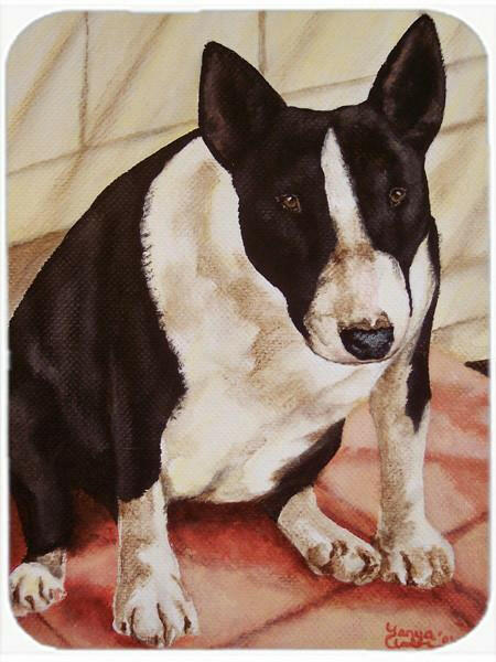 Bull Terrier English Bully Cutting Board Tempered Glass Kitchen Cutting Surface, Heat Resistant Chopping, Non-Slip Feet, Food Prep & Serving