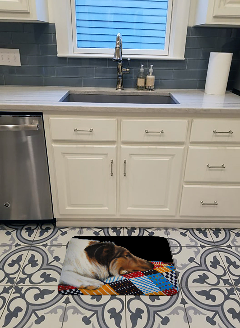 Day Dreamer Collie Memory Foam Kitchen Mat Machine Washable Anti-Fatigue Cushion Comfort Bath or Kitchen Rug