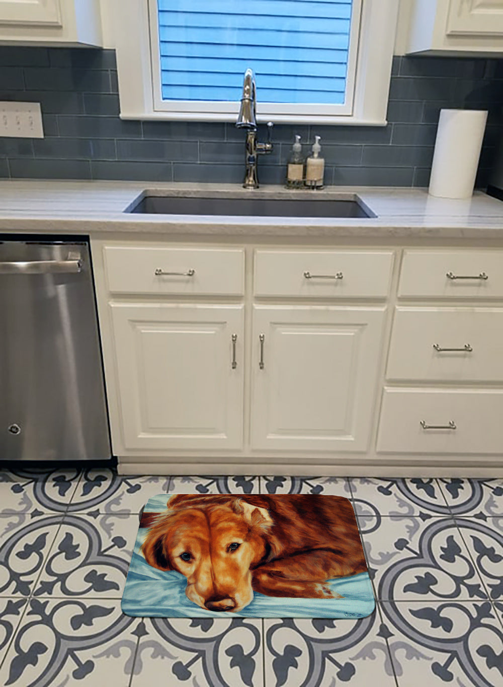 Golden Retriever by Tanya and Craig Amberson Memory Foam Kitchen Mat Machine Washable Anti-Fatigue Cushion Comfort Bath or Kitchen Rug