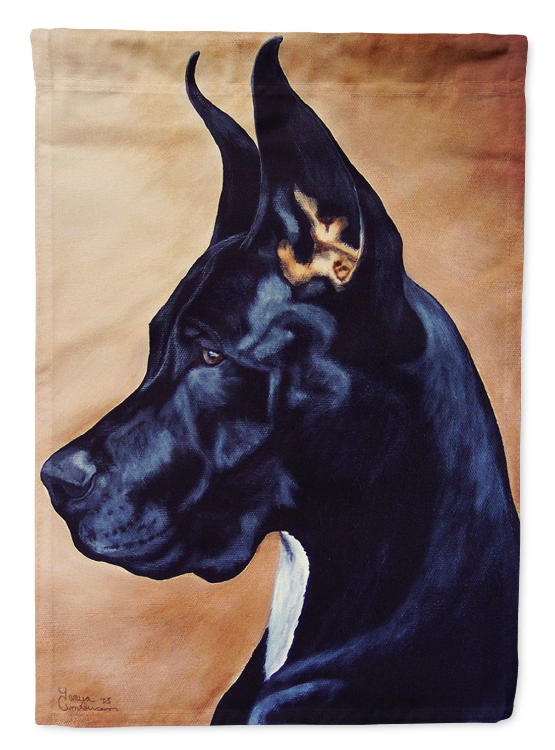 Black Great Dane House Flag 28x40 Porch Sleeve Pole Decorative Outside Yard Banner Artwork Wall Hanging, Polyester