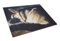 Day Dreamer German Shepherd Cutting Board Tempered Glass Kitchen Cutting Surface, Heat Resistant Chopping, Non-Slip Feet, Food Prep & Serving