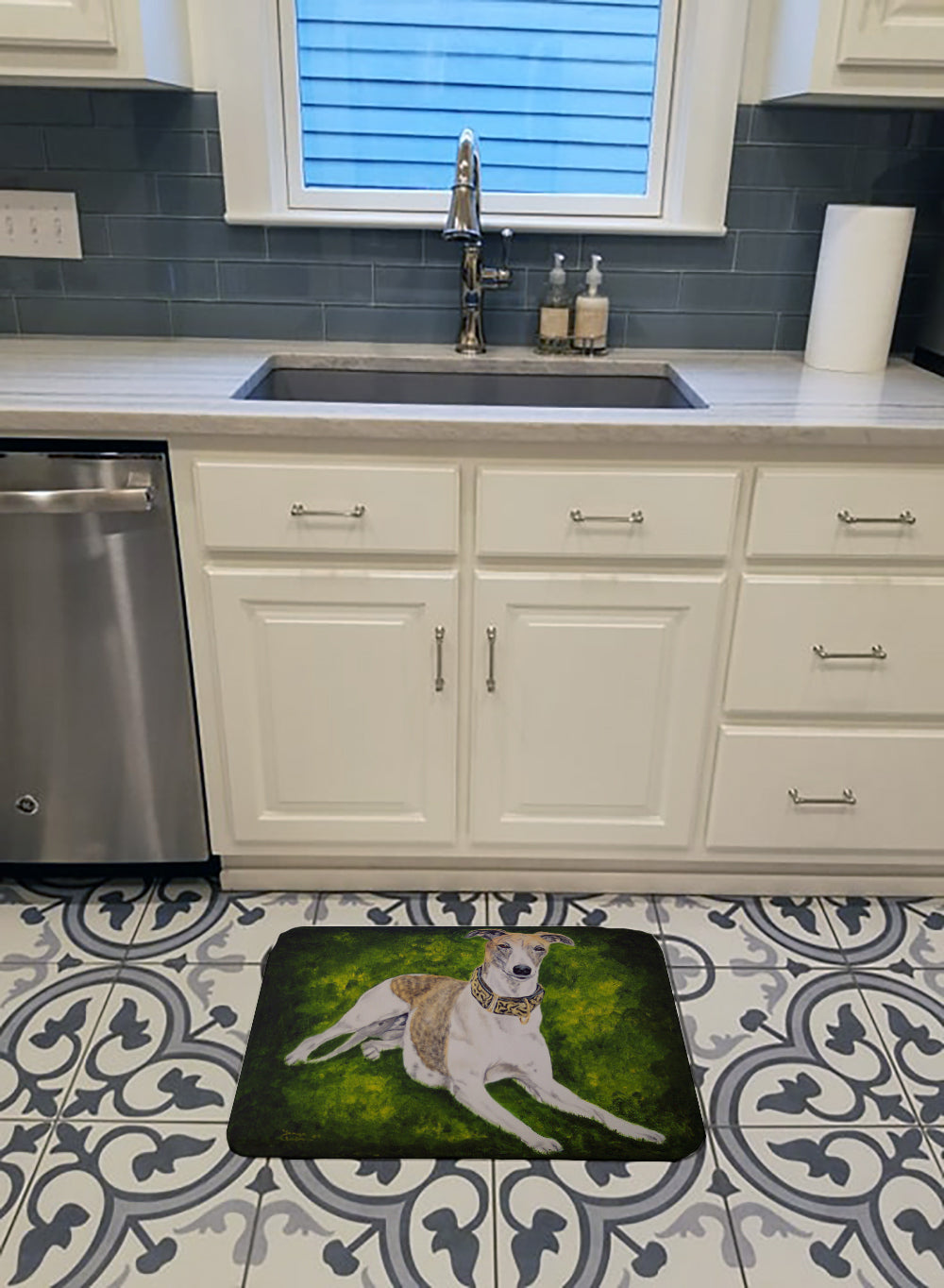 Isabella Greyhound Memory Foam Kitchen Mat Machine Washable Anti-Fatigue Cushion Comfort Bath or Kitchen Rug