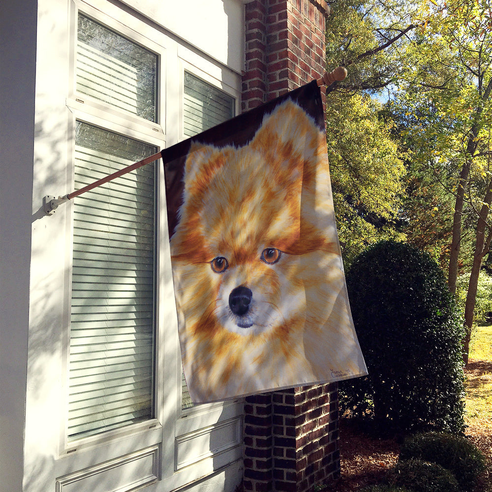 Pomeranian House Flag 28x40 Porch Sleeve Pole Decorative Outside Yard Banner Artwork Wall Hanging, Polyester