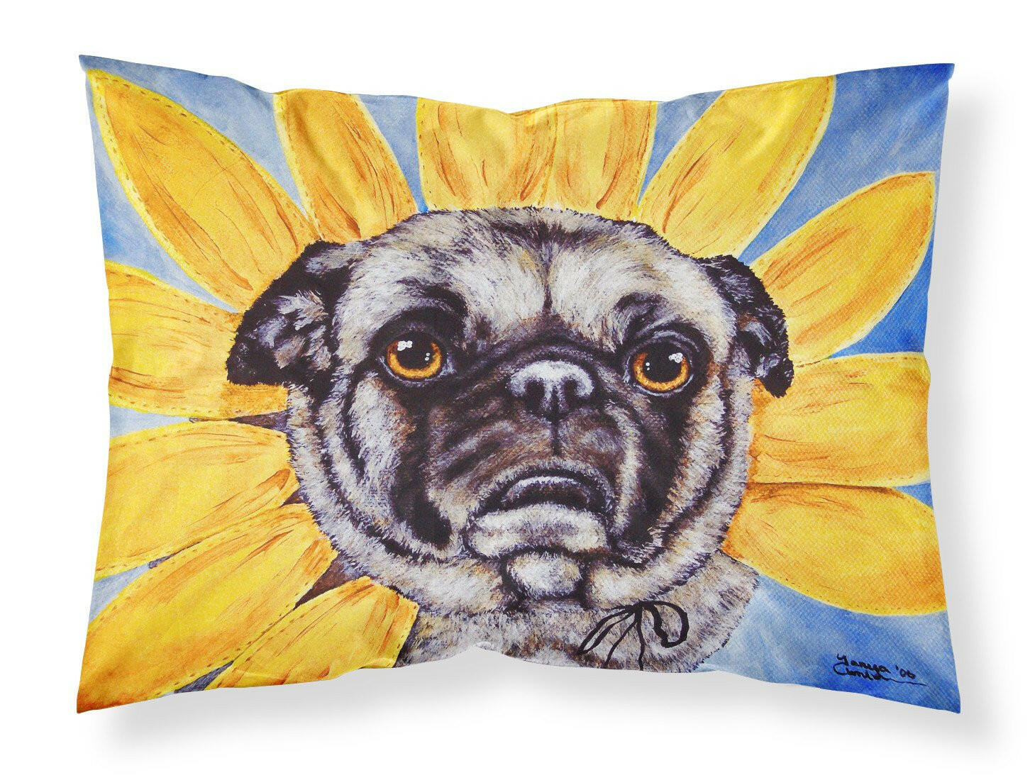 Sunflower Pug Standard Pillowcase Lightweight Super Soft Easy Care Decorative Artwork Pillowcase, Standard