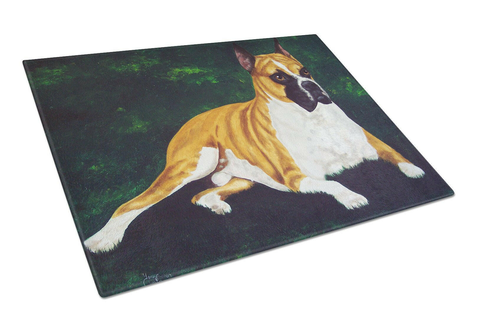 Dempsey Boxer Cutting Board Tempered Glass Kitchen Cutting Surface, Heat Resistant Chopping, Non-Slip Feet, Food Prep & Serving