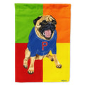 Go Team Varsity Pug House Flag 28x40 Porch Sleeve Pole Decorative Outside Yard Banner Artwork Wall Hanging, Polyester