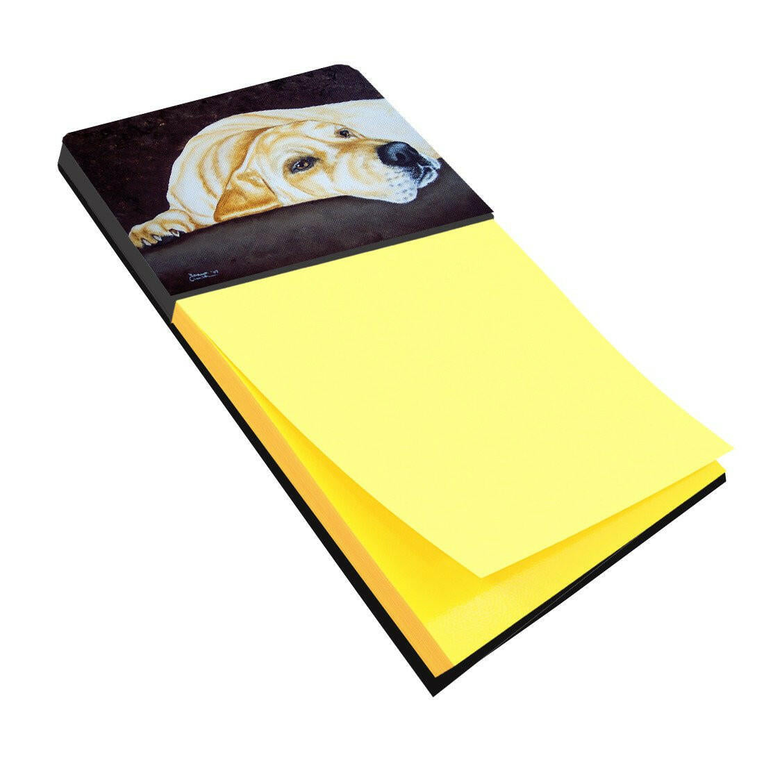 Naptime Yellow Labrador Watercolor Sticky Note Holder Refillable Dispenser Desk Accessory 3x3 Pad Gift