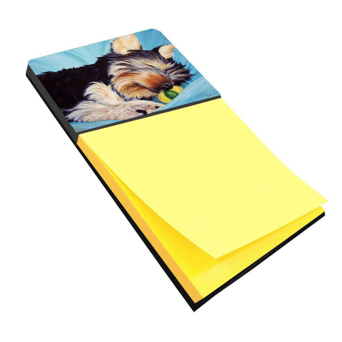Naptime Yorkie Yorkshire Terrier Watercolor Sticky Note Holder Refillable Dispenser Desk Accessory 3x3 Pad Gift