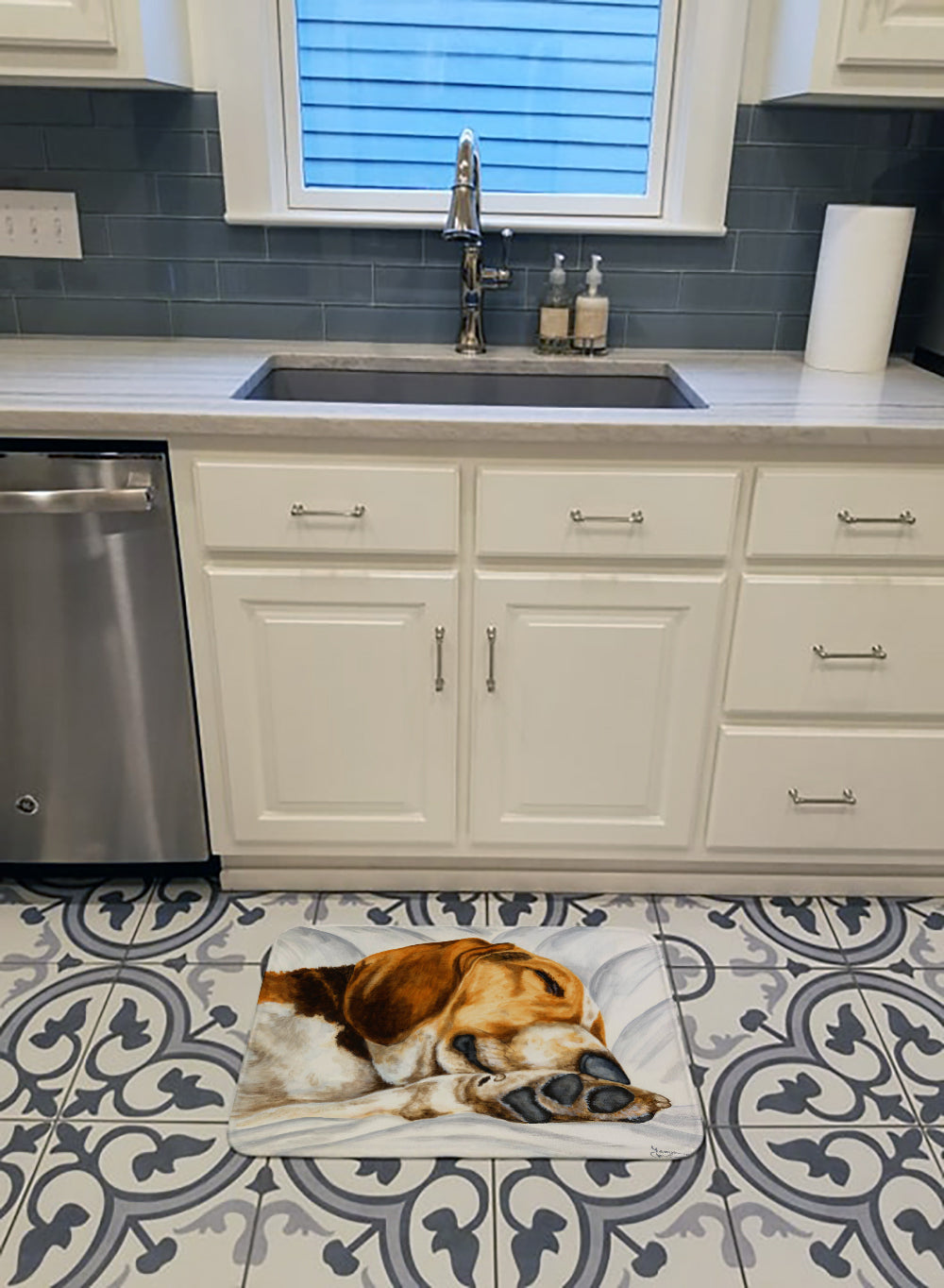 Beagle Bliss Memory Foam Kitchen Mat Machine Washable Anti-Fatigue Cushion Comfort Bath or Kitchen Rug