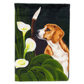 Beagle Lillies House Flag 28x40 Porch Sleeve Pole Decorative Outside Yard Banner Artwork Wall Hanging, Polyester