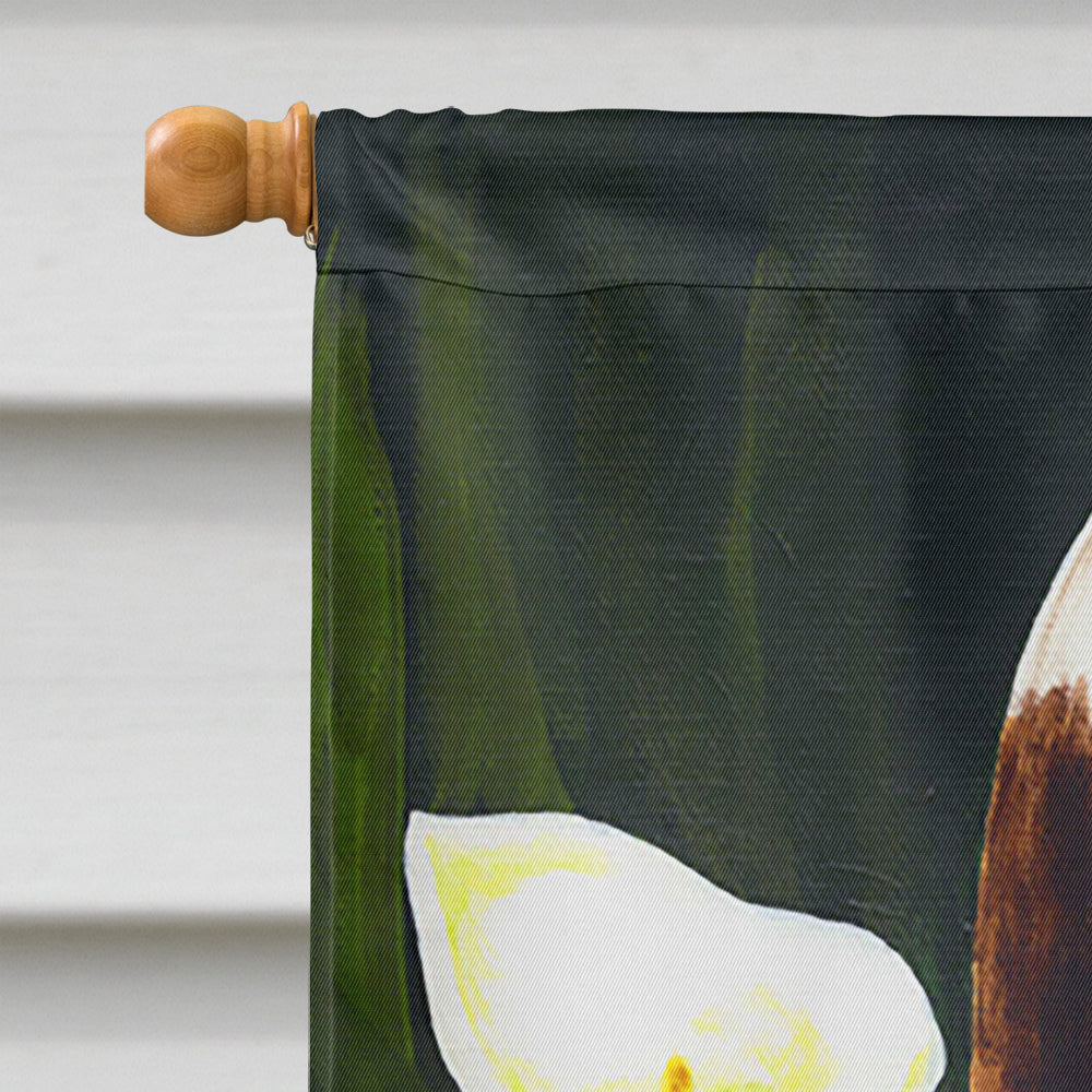 Beagle Lillies House Flag 28x40 Porch Sleeve Pole Decorative Outside Yard Banner Artwork Wall Hanging, Polyester