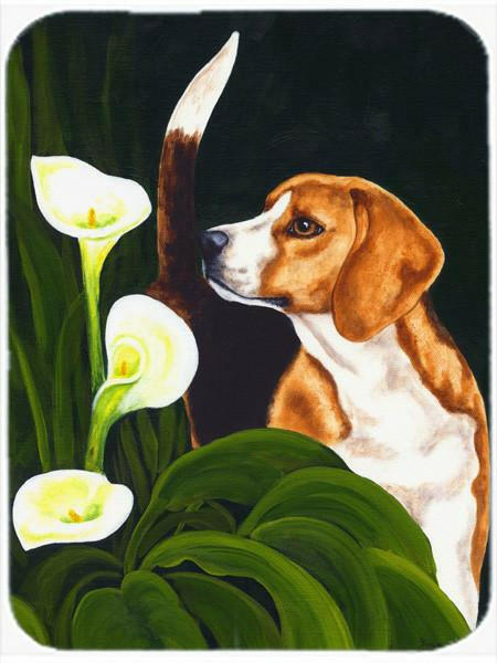 Beagle Lillies Cutting Board Tempered Glass Kitchen Cutting Surface, Heat Resistant Chopping, Non-Slip Feet, Food Prep & Serving