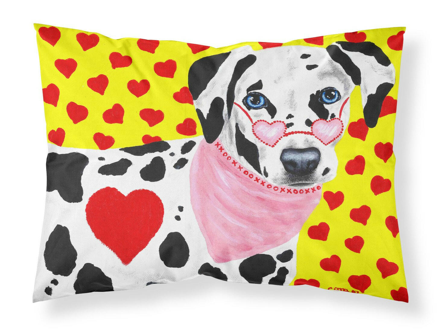 Hearts and Dalmatian Standard Pillowcase Lightweight Super Soft Easy Care Decorative Artwork Pillowcase, Standard