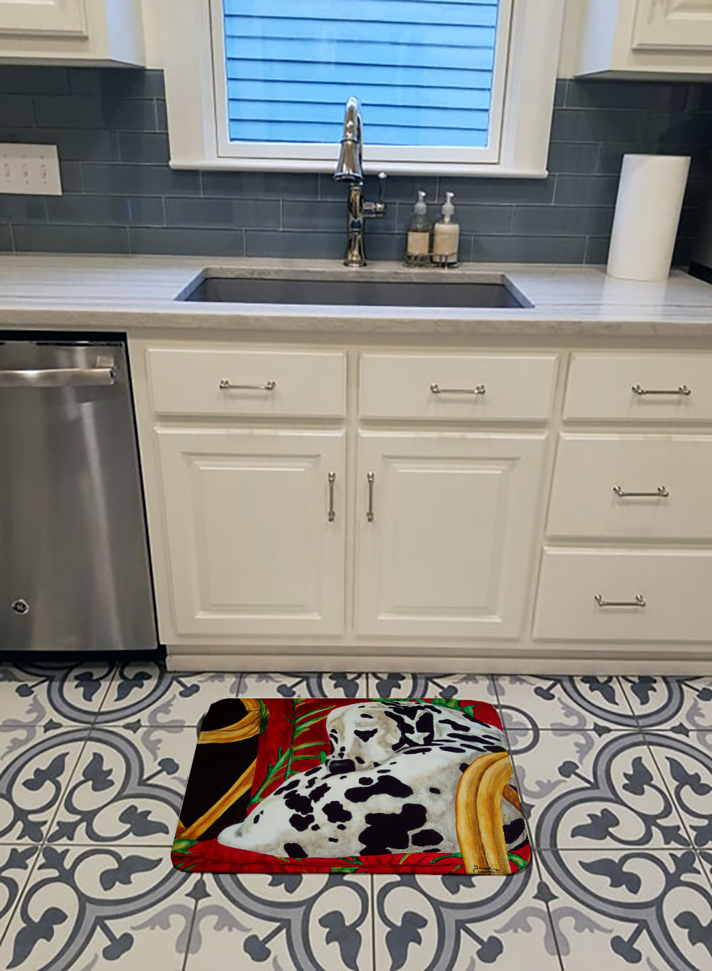 Sunday Nap Dalmatian Memory Foam Kitchen Mat Machine Washable Anti-Fatigue Cushion Comfort Bath or Kitchen Rug