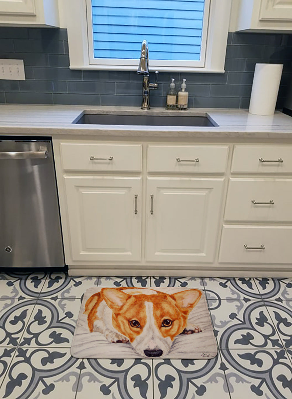 Fiona Corgi Memory Foam Kitchen Mat Machine Washable Anti-Fatigue Cushion Comfort Bath or Kitchen Rug