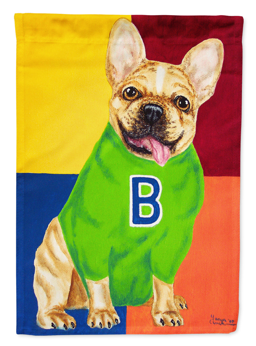 French Bulldog Go Team House Flag 28x40 Porch Sleeve Pole Decorative Outside Yard Banner Artwork Wall Hanging, Polyester