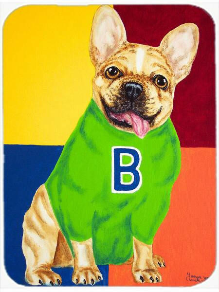 French Bulldog Go Team Cutting Board Tempered Glass Kitchen Cutting Surface, Heat Resistant Chopping, Non-Slip Feet, Food Prep & Serving