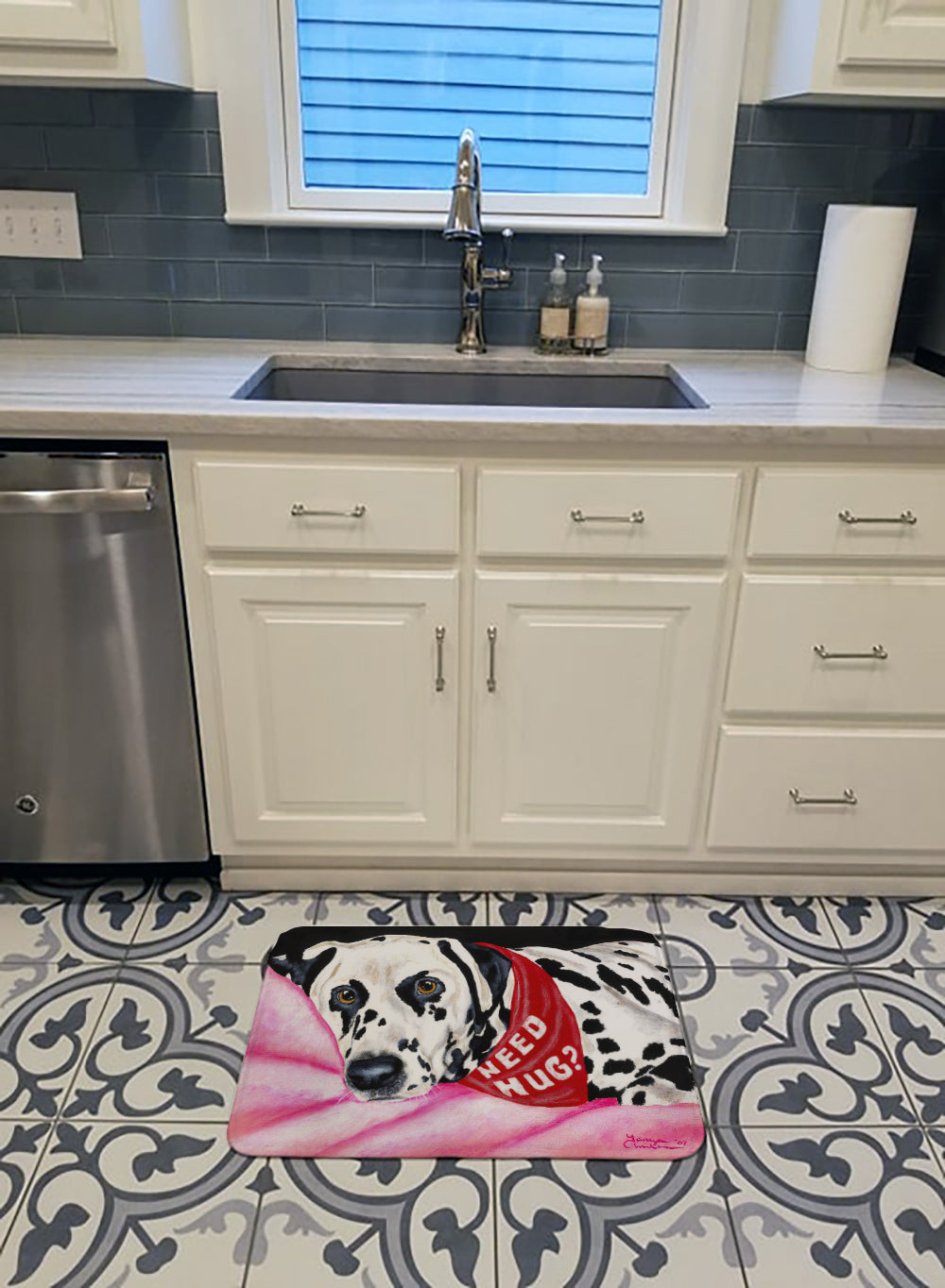 Need a Hug Dalmatian Memory Foam Kitchen Mat Machine Washable Anti-Fatigue Cushion Comfort Bath or Kitchen Rug