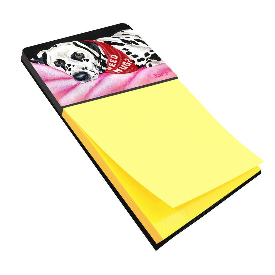 Need a Hug Dalmatian Watercolor Sticky Note Holder Refillable Dispenser Desk Accessory 3x3 Pad Gift