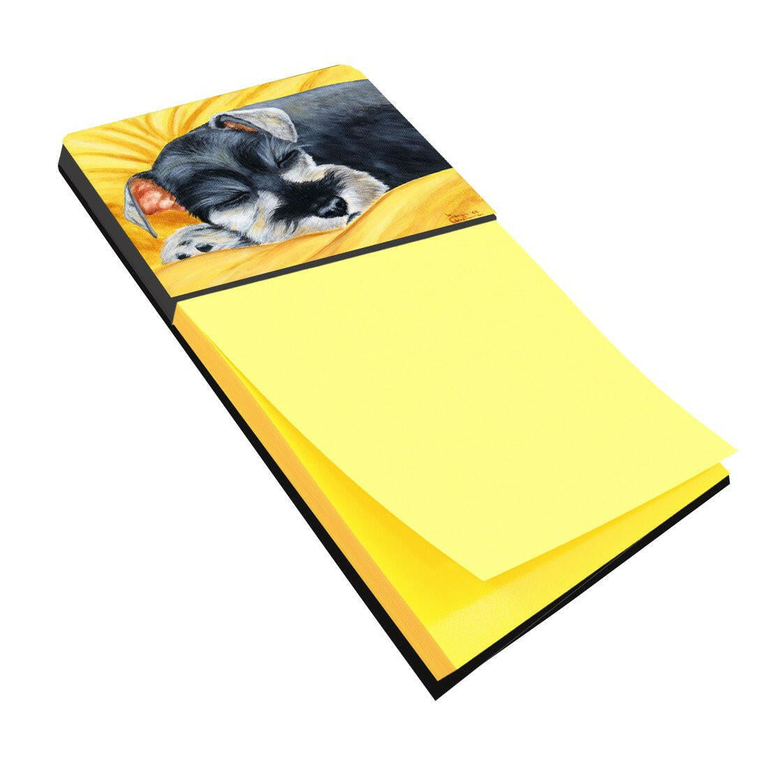 Snoozing Schnauzer Watercolor Sticky Note Holder Refillable Dispenser Desk Accessory 3x3 Pad Gift