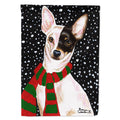Snowy Chihuahua House Flag 28x40 Porch Sleeve Pole Decorative Outside Yard Banner Artwork Wall Hanging, Polyester
