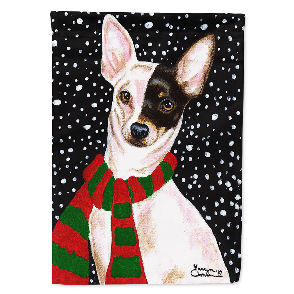 Snowy Chihuahua House Flag 28x40 Porch Sleeve Pole Decorative Outside Yard Banner Artwork Wall Hanging, Polyester