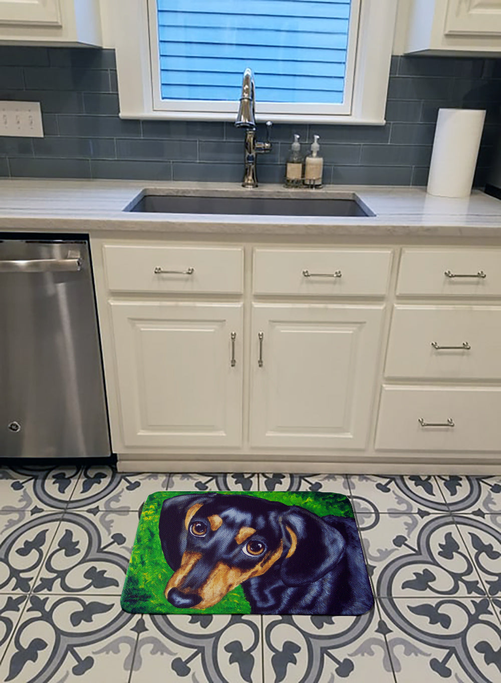 Tootsie Dachshund Memory Foam Kitchen Mat Machine Washable Anti-Fatigue Cushion Comfort Bath or Kitchen Rug