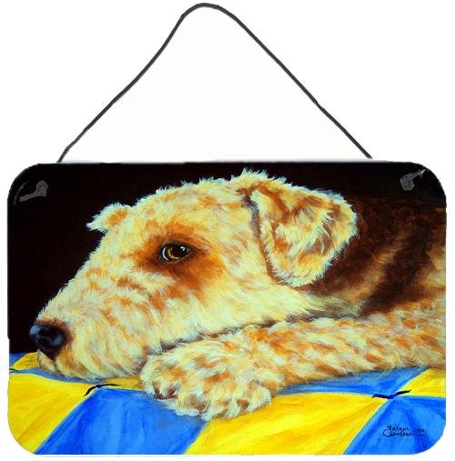 Airedale Terrier Momma's Quilt Wall or Door Hanging Prints Aluminum Metal Sign Kitchen Wall Bar Bathroom Plaque Home Decor, 8HX12W, Multicolor