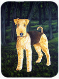 Delta Airedale Terrier Cutting Board Tempered Glass Kitchen Cutting Surface, Heat Resistant Chopping, Non-Slip Feet, Food Prep & Serving