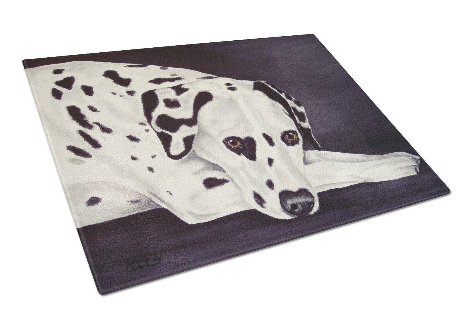 Dal Dalmatian Cutting Board Tempered Glass Kitchen Cutting Surface, Heat Resistant Chopping, Non-Slip Feet, Food Prep & Serving