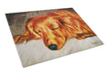 Red Longhaired Dachshund Cutting Board Tempered Glass Kitchen Cutting Surface, Heat Resistant Chopping, Non-Slip Feet, Food Prep & Serving