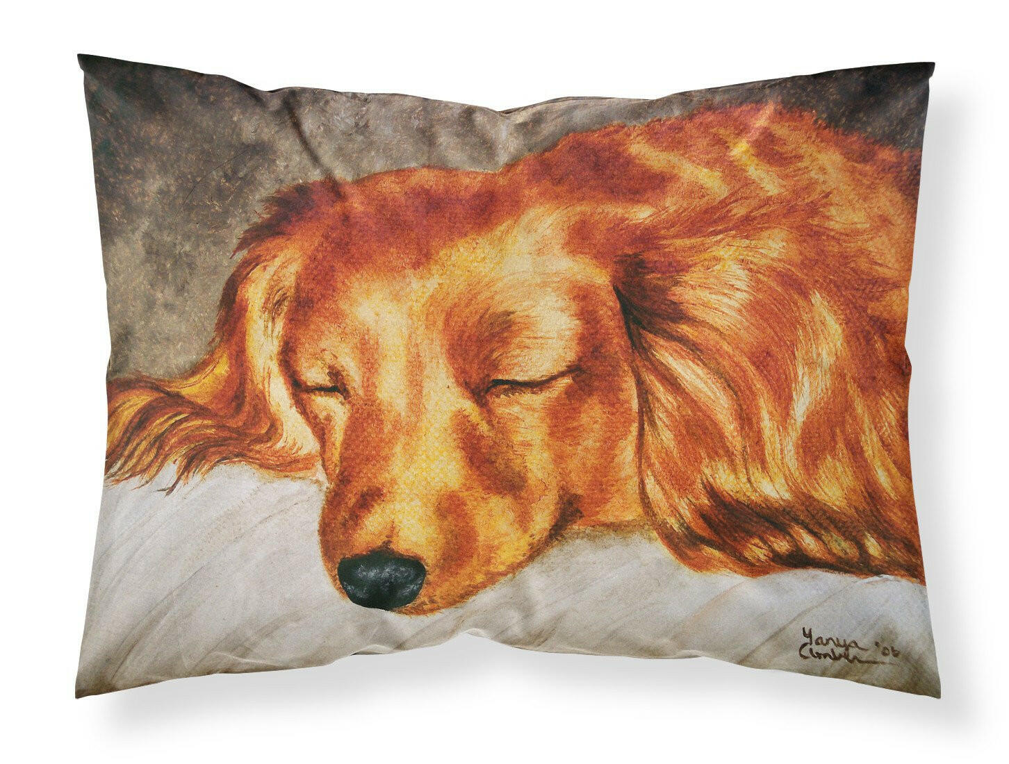 Red Longhaired Dachshund Standard Pillowcase Lightweight Super Soft Easy Care Decorative Artwork Pillowcase, Standard