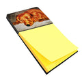Red Longhaired Dachshund Watercolor Sticky Note Holder Refillable Dispenser Desk Accessory 3x3 Pad Gift