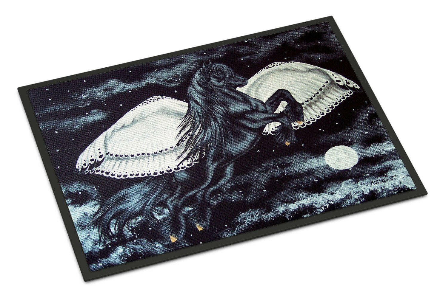 Black Flying Horse Doormat Indoor Outdoor 18H X 27W Front Door Mat Rugs for Entryway, Non Slip Washable