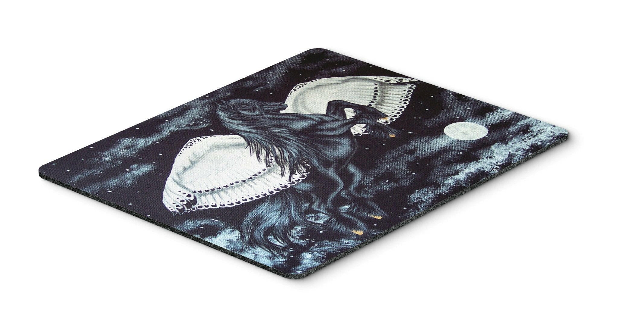 Black Flying Horse Mouse Pad, Heat Resistant Trivet Hot Pad , Non Slip Rubber Desk Mat, Kitchen Counter Protector, Home Office Decor Gift