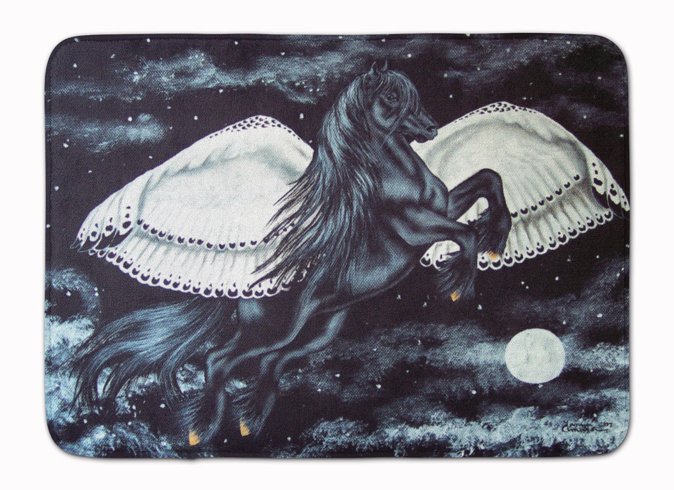 Black Flying Horse Memory Foam Kitchen Mat Machine Washable Anti-Fatigue Cushion Comfort Bath or Kitchen Rug
