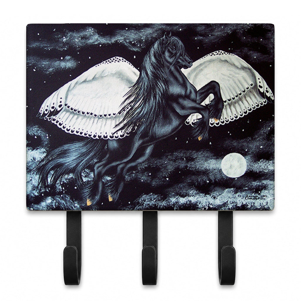 Black Flying Horse Leash or Key Holder Wall Hooks, Coat Rack Wall Mount, for Hanging Keys, Towels, Aprons, Leashes