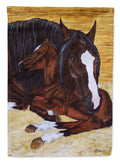 Bay Mare Foal Horse House Flag 28x40 Porch Sleeve Pole Decorative Outside Yard Banner Artwork Wall Hanging, Polyester